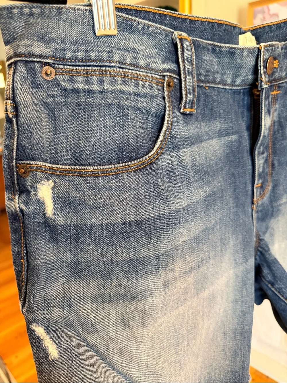 J. Crew Women's Medium Blue Distressed Denim Shorts - Picture 2 of 10